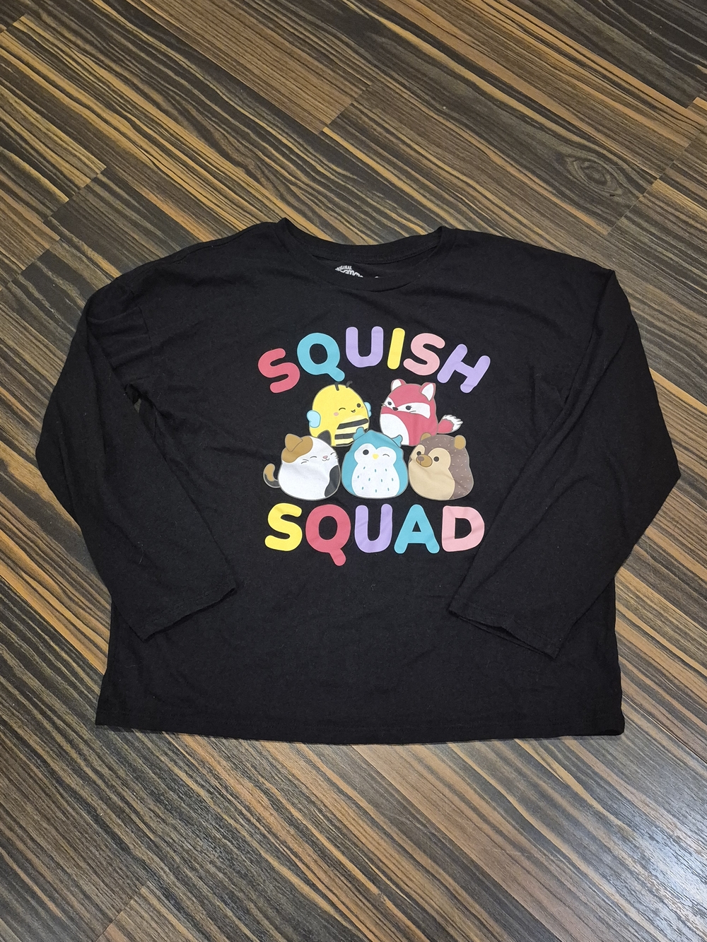 Squishmallows Black Long-Sleeve "Squish Squad" Graphic Tee